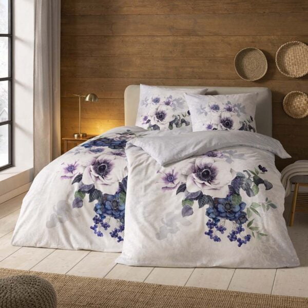 Estella Flanell Bettwäsche Snowflower 4446-101 Schnee Blumen 135x200